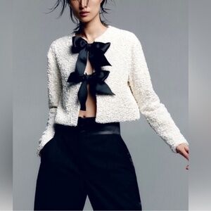 H&M Tie-front Sequined Holiday Jacket